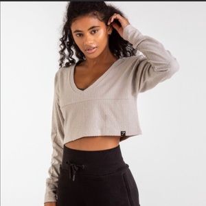 Gymshark Towel Sweater Cropped Washed - Beige